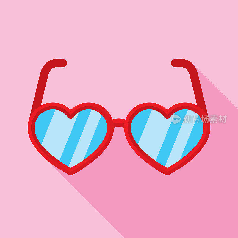 Heart Sunglasses Icon Flat